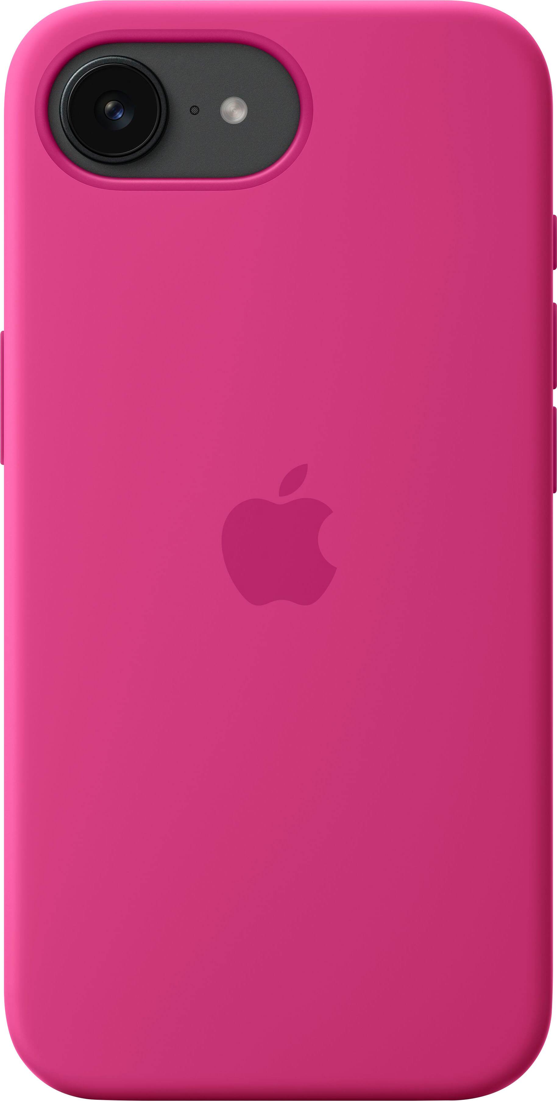 Angle. Apple - iPhone 16e Silicone Case - Fuchsia.