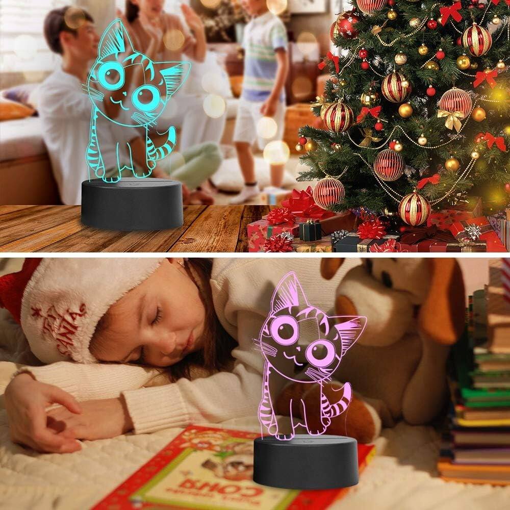 Alt View 5. Schertz - Cat Night Light – 3D Illusion LED Table Lamp, 7 Colors for Kids & Teens.