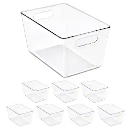 Sorbus - Storage Bins, 8 Pack Large Organization Bins with Handles – Storage Containers for Storage - Clear
