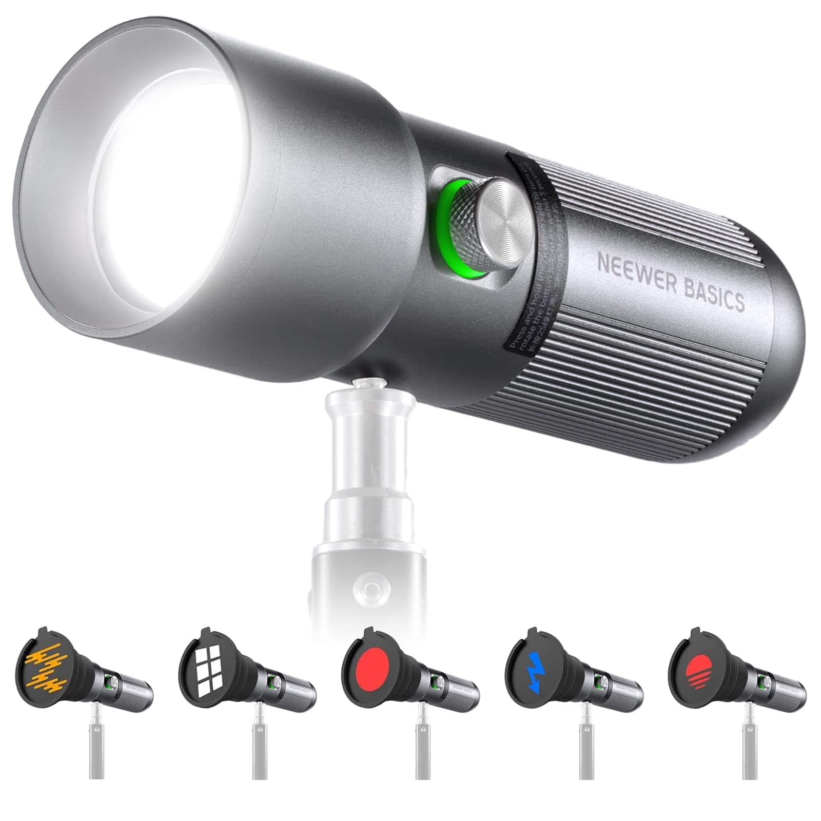 Neewer - RGB Photography Light, 4 Colors & 20 GOBOs, CRI95+, 10W 6300K LED Video Spotlight for Studio (FL10)