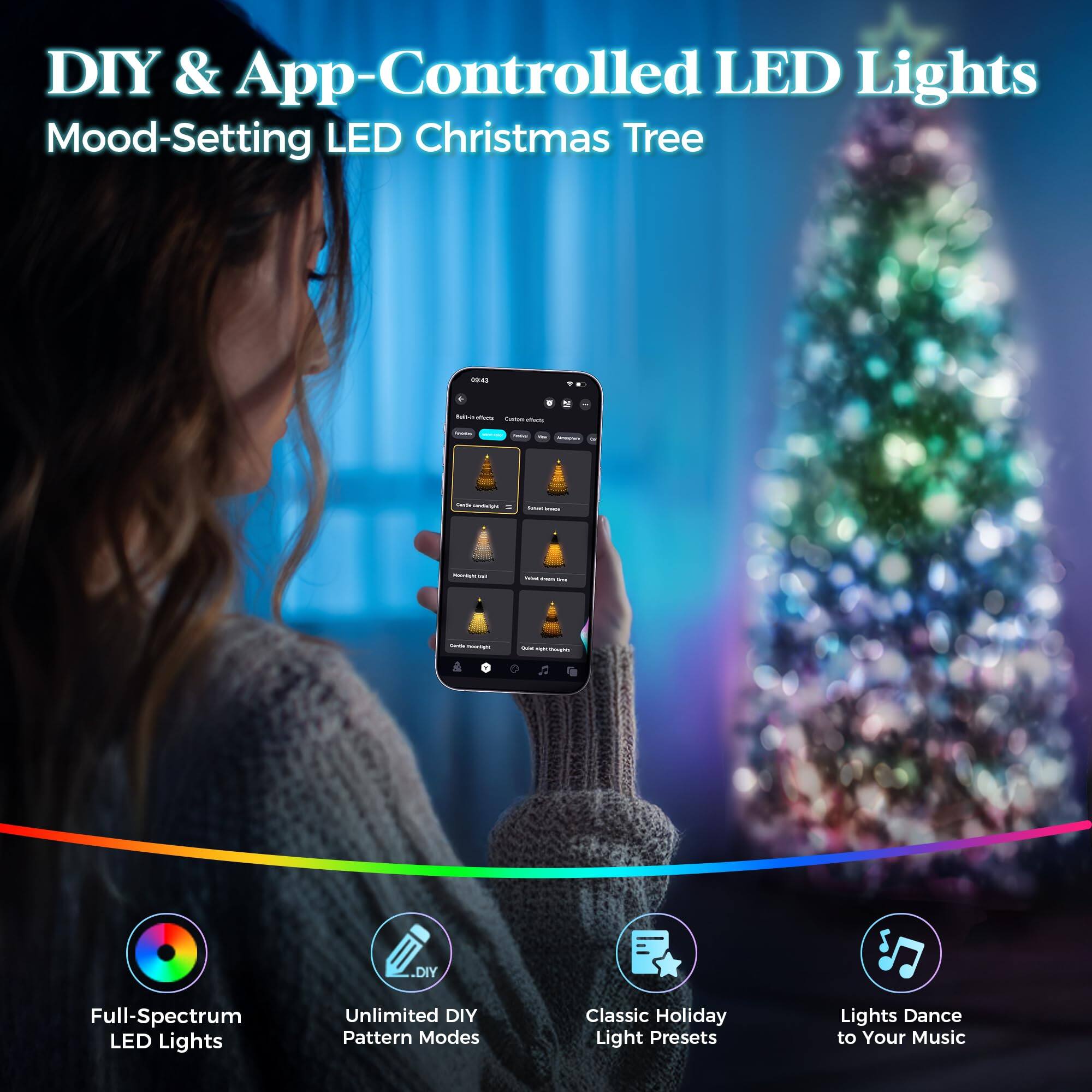TECH SAFARI Flocked Prelit Christmas Tree With 250 Led Lights App ...