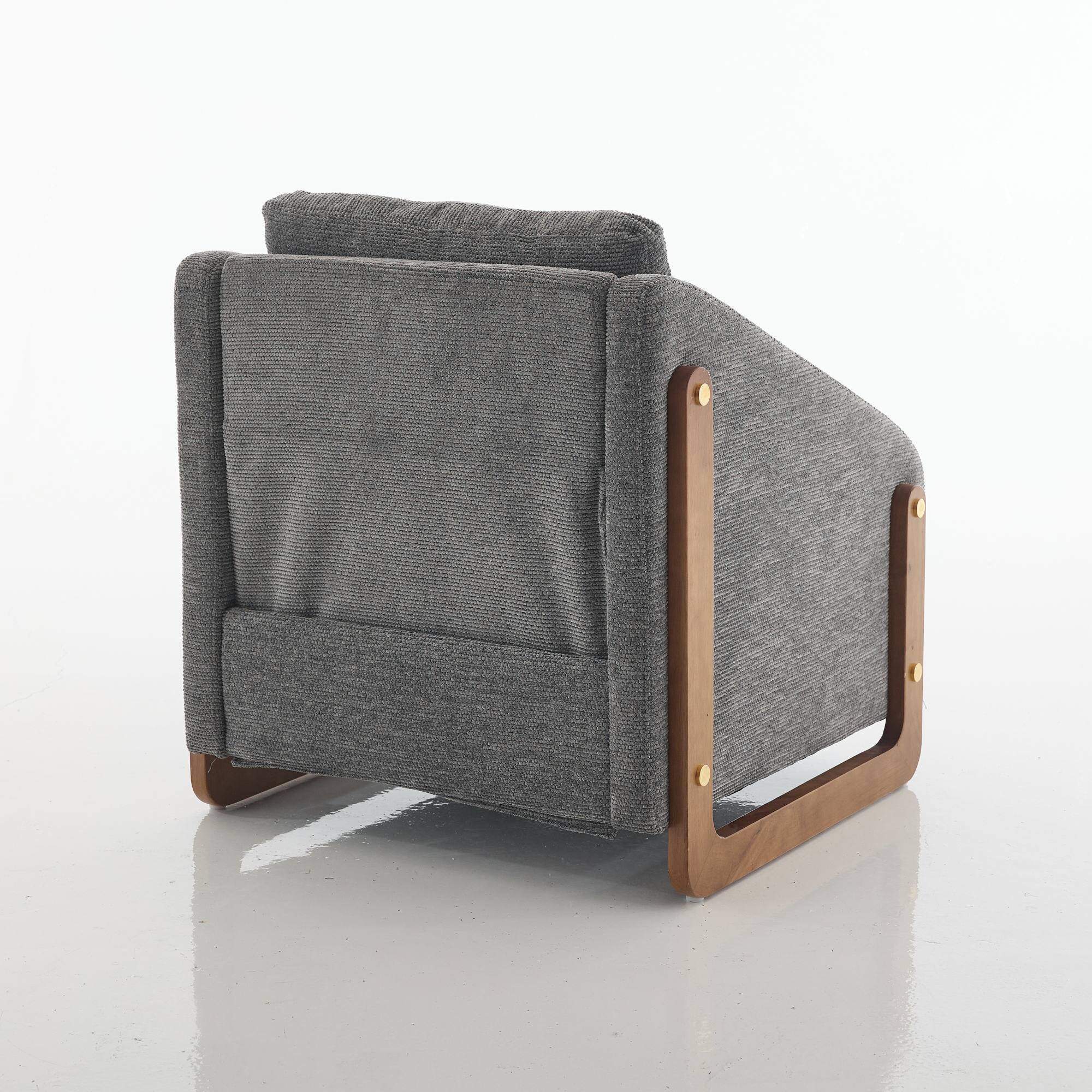 Alt View 10. GOODSILO - Modern Upholstered Armchair with Wooden Side Frame and Cushioned Seat for Living Room or Bedroom - Gray.