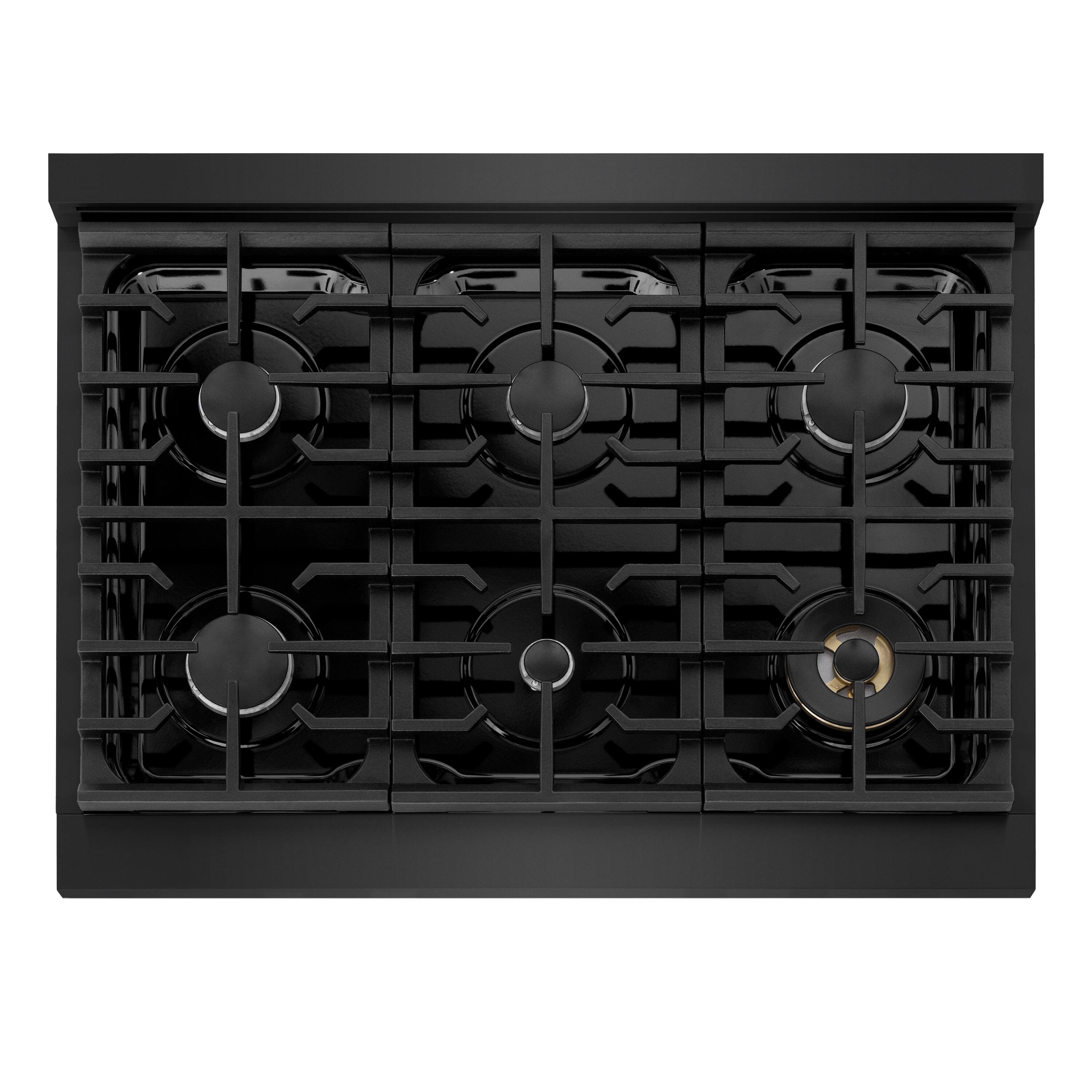 Alt View 11. ZLINE - 36 in. 5.2 cu. ft. Marino Dual Fuel Freestanding Range with 6 Gas Burners and Convection Oven in Black Stainless Steel - Black Stainless Steel.