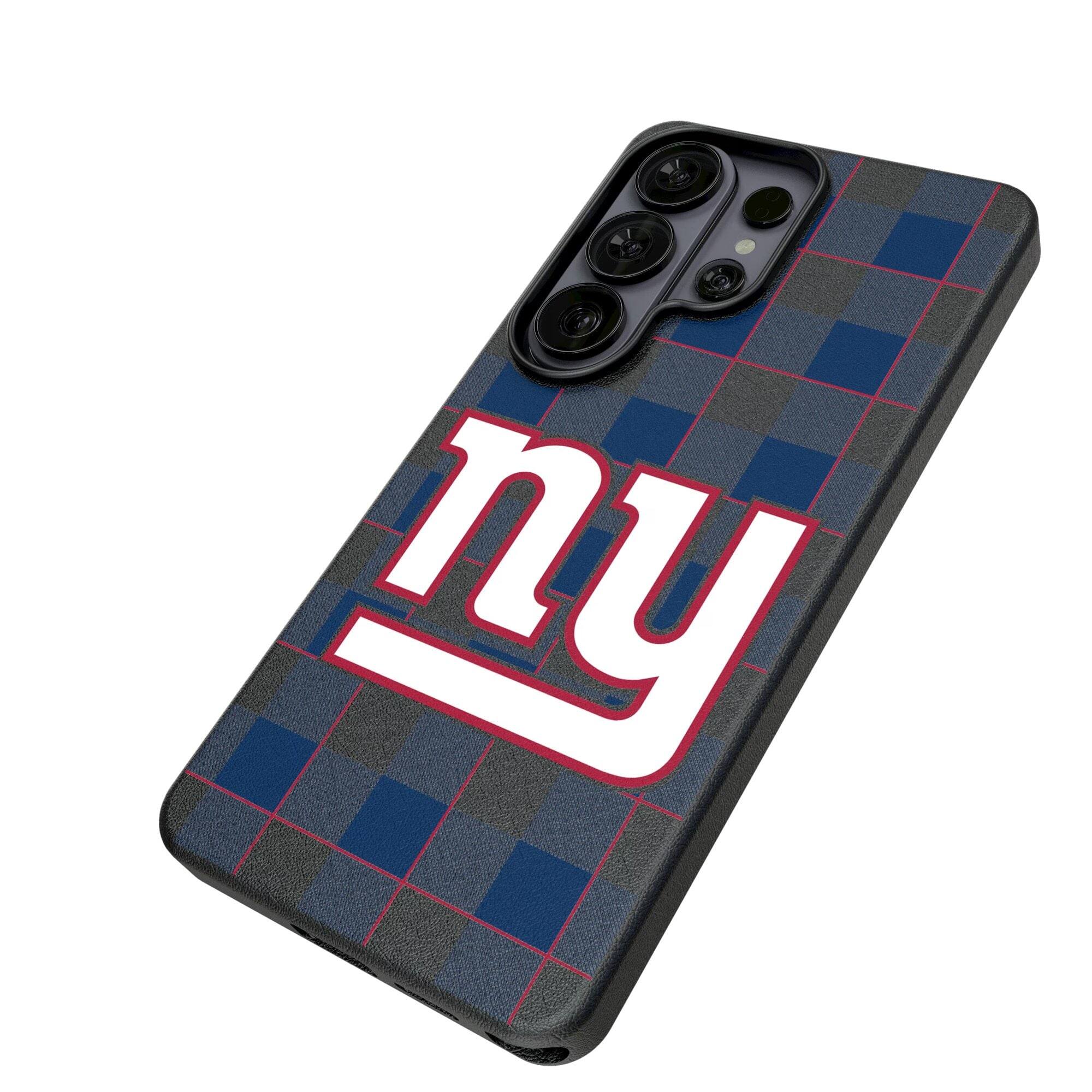 Alt View 1. Keyscaper - New York Giants Plaid Galaxy Magnetic Bump Case - S25 Ultra - Black.