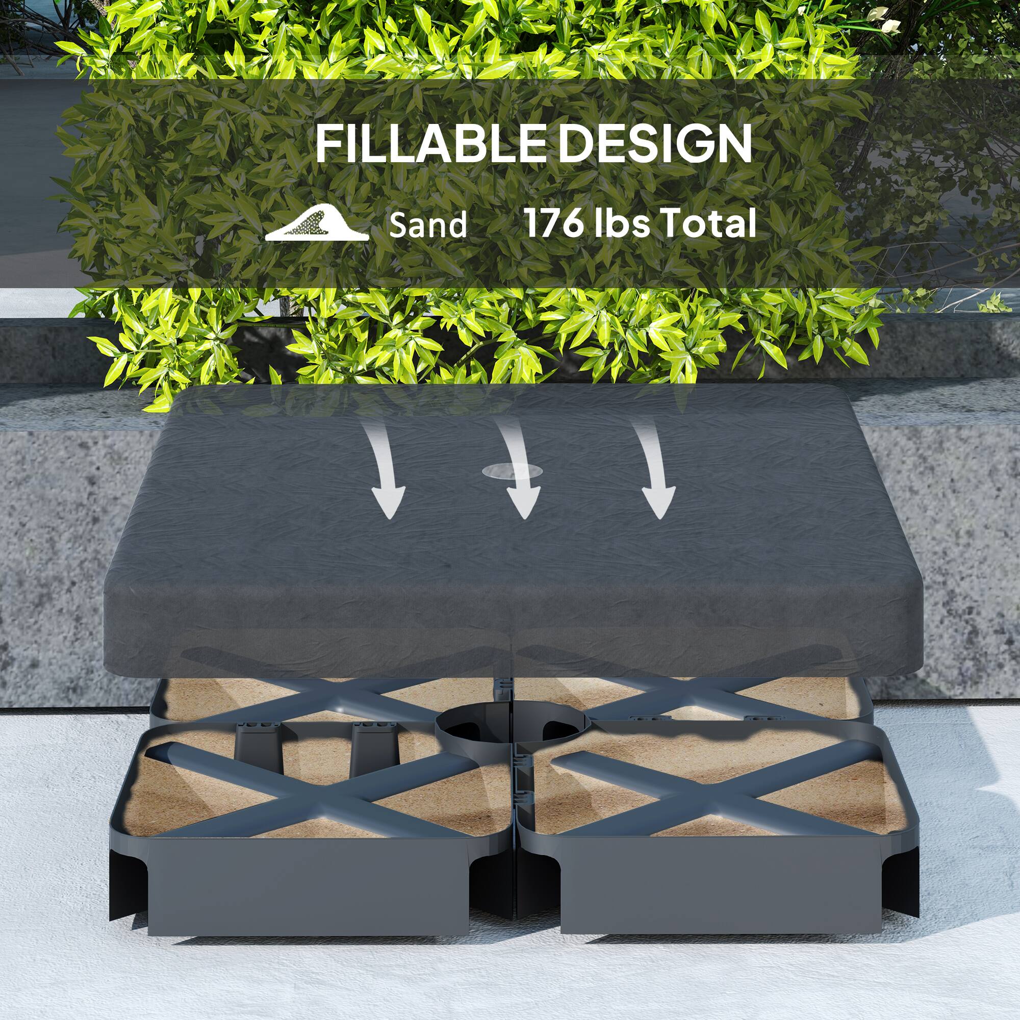 FILLABLE DESIGN  
Sand  
176 lbs Total