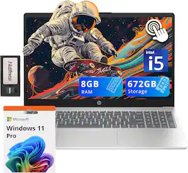 HP - Pavilion 15.6" HD Touchscreen Laptop,Intel i5-1235U,8GB RAM,512GB SSD+160GB Docking Station Set,Win 11 Pro - Silver