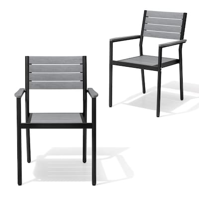 Angle. Crestlive Products - Crestlive Products Set of 2 Stackable Brown Aluminum Frame Stationary Dining Chair Gray Mesh Seat - Gray-2PC.