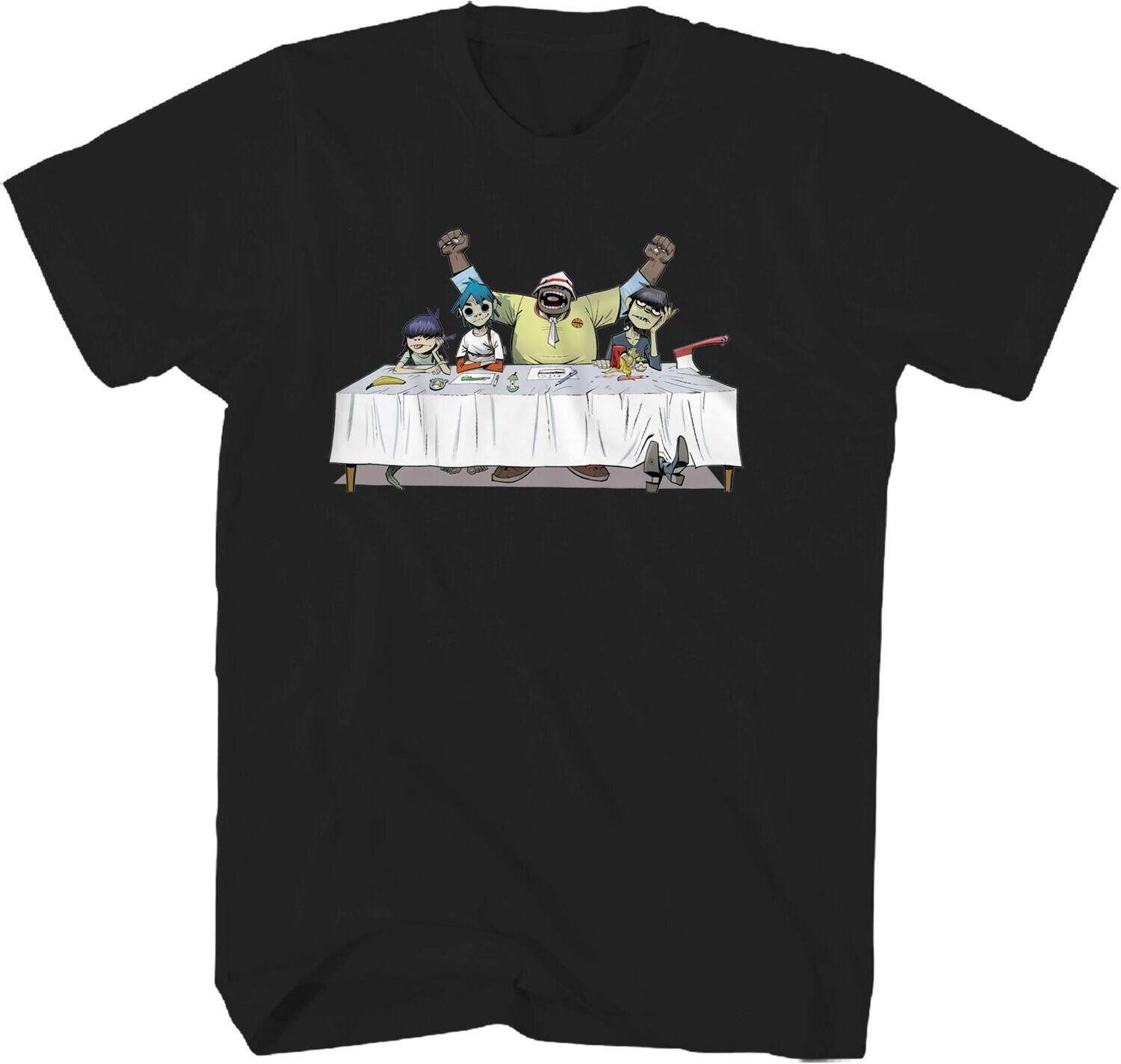 Front. PopMarket - Gorillaz - Gorillaz - Dinner Table T-Shirt - Small Black 24GRZ013A1   - APPAREL - Multicolor.