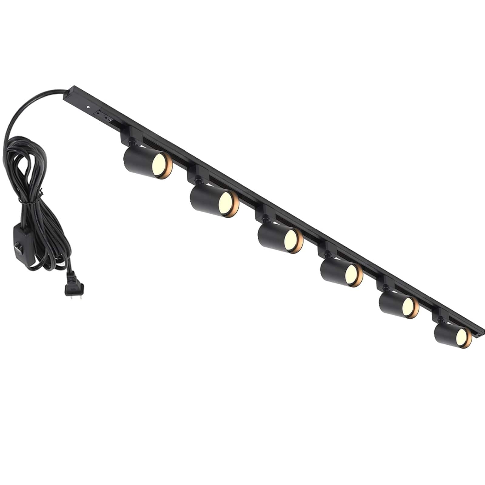 Dazzed Corner - Plug in Track Lighting with Power Cord, 6-Light LED Track Lighting Kit (No Bulbs) - Black