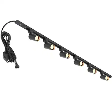 Front. Dazzed Corner - Plug in Track Lighting with Power Cord, 6-Light LED Track Lighting Kit (No Bulbs) - Black.