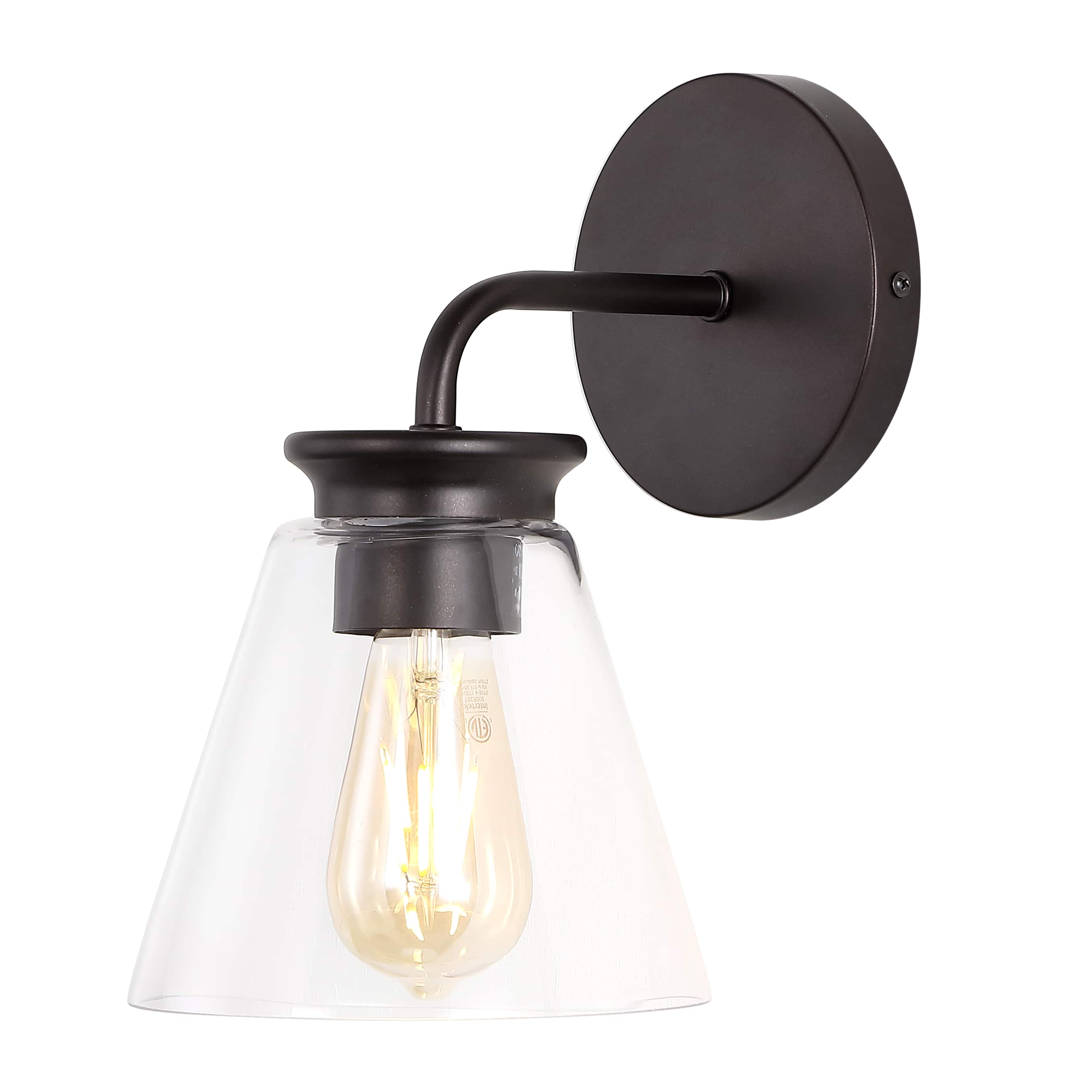 "Jonathan Y - Kondo 6.38"" 1-Light Modern Farmhouse Iron LED Vanity, Oil Rubbed Bronze/Clear - Oil-Rubbed Bronze" price history on PriceWatchPro