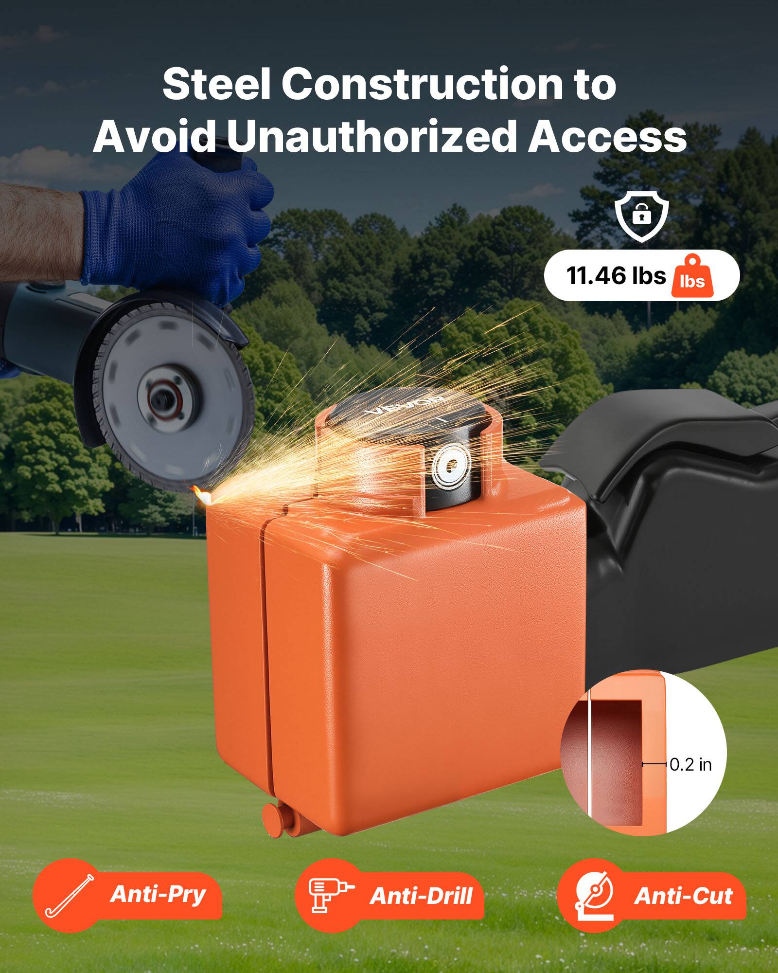 Steel Construction to Avoid Unauthorized Access

11.46 lbs

Anti-Pry
Anti-Drill
Anti-Cut

0.2 in