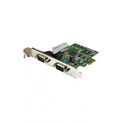 Front. Startech - .com 2-Port PCI Express Serial Card with 16C1050 UART - RS232 - PCIe serial card with Dual Channel 16C1050 UART - 1 Pack - Green.