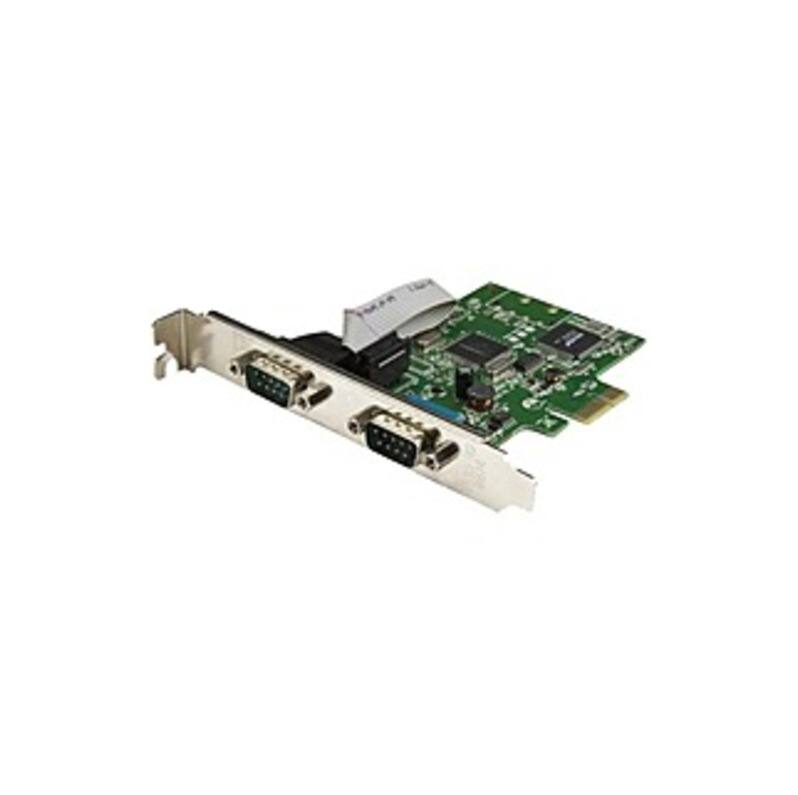 Front. Startech - .com 2-Port PCI Express Serial Card with 16C1050 UART - RS232 - PCIe serial card with Dual Channel 16C1050 UART - 1 Pack - Green.