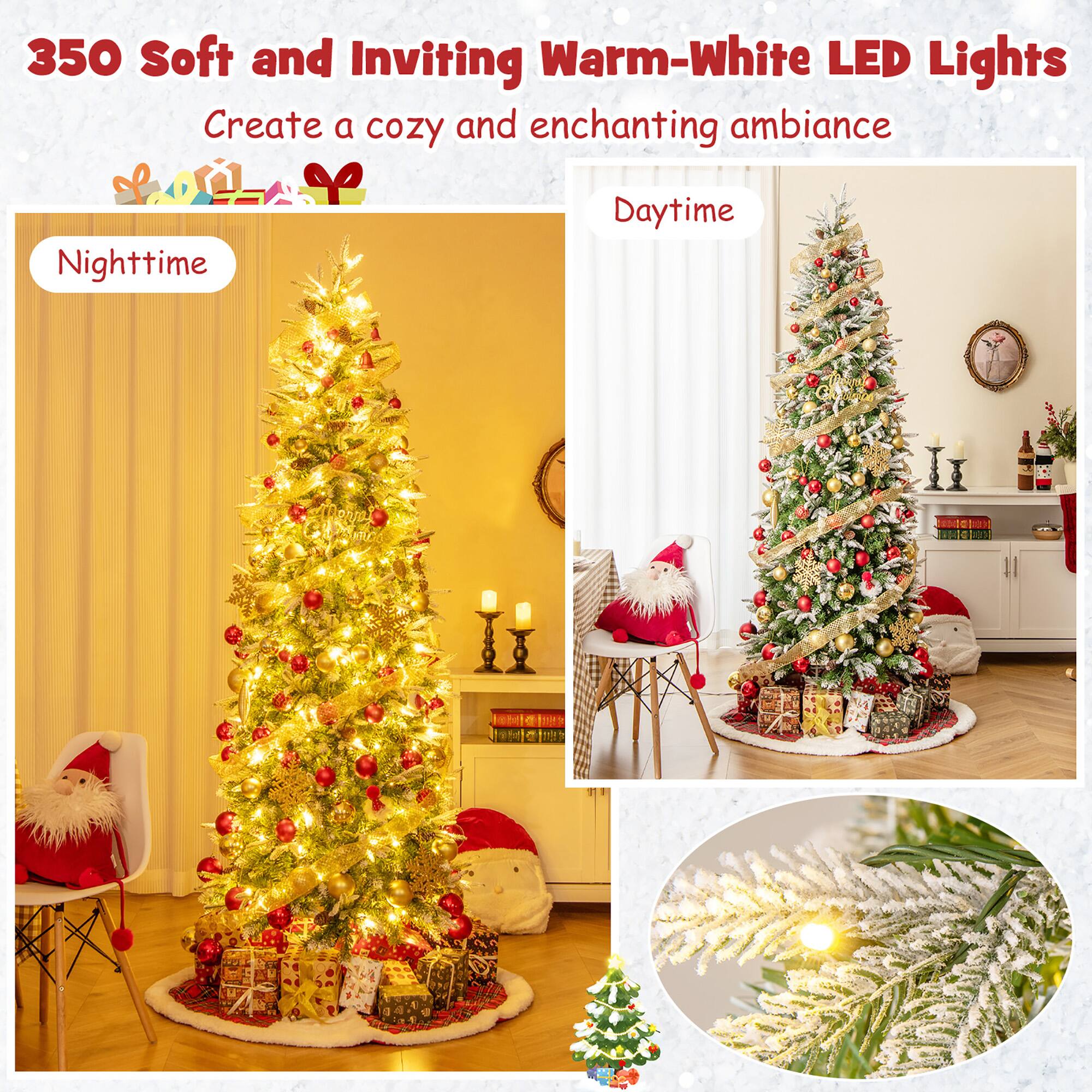 350 Soft and Inviting Warm-White LED Lights  
Create a cozy and enchanting ambiance  

Nighttime  

Daytime