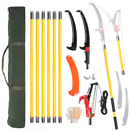 Winado - Manual Pole Saw, 26 Feet Extendable Tree Pruner with Knives and Storage Pocket, Sharp Steel Blade and Scissors