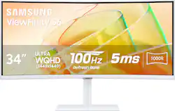 Samsung - 34" ViewFinity S65TC Ultra-WQHD 100Hz AMD FreeSync HDR10 Curved Monitor with Thunderbolt 4 and Built-in Speakers - WARM WHITE - Front_Zoom