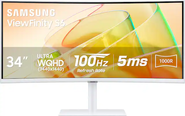 SAMSUNG ViewFinity S6 ULTRA 34" WQHD 100Hz 5ms 1000R (3440x1440) Refresh Rate