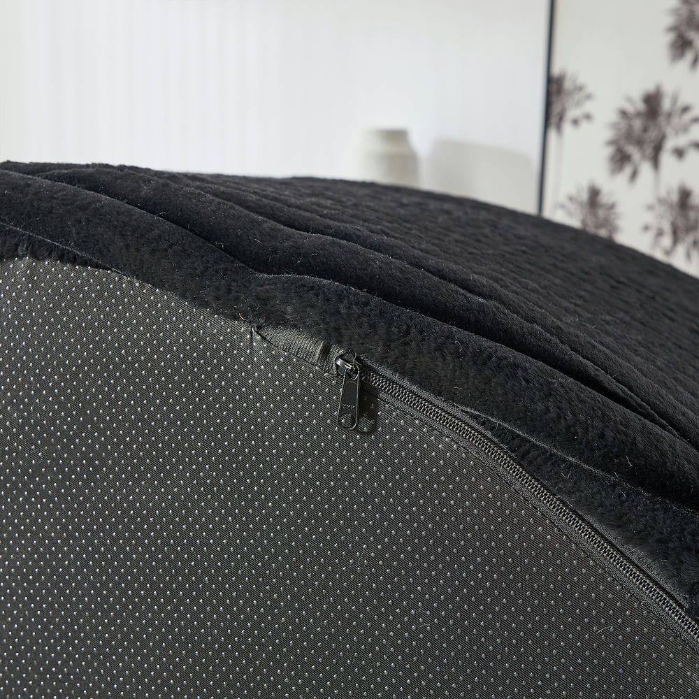 Alt View 9. Kadyn - 55"L Corduroy Swivel Chair, Fluffy Modern Sleeper with 360-Degree Rotation for Living Room, Black - Black.