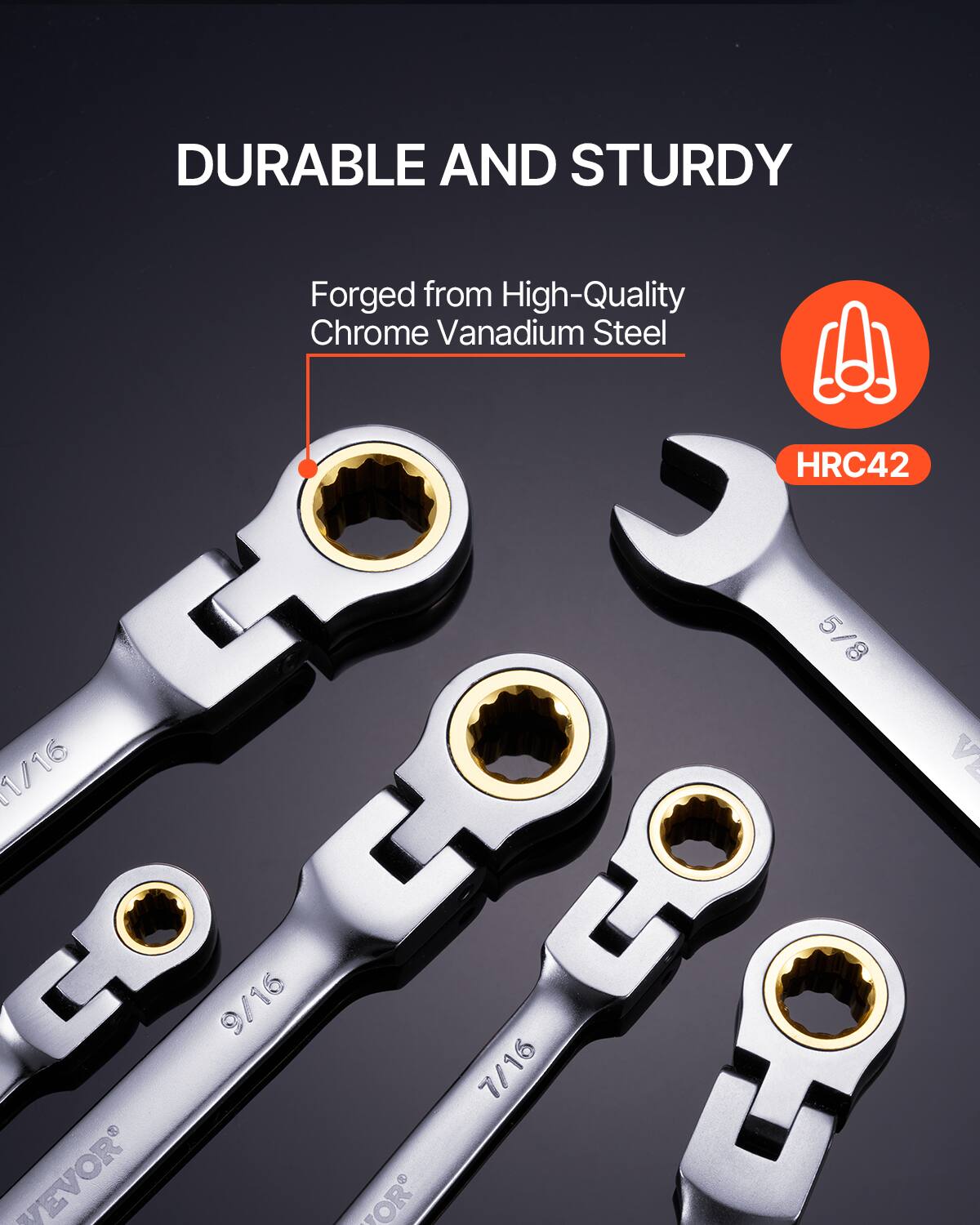 DURABLE AND STURDY

Forged from High-Quality Chrome Vanadium Steel

HRC42