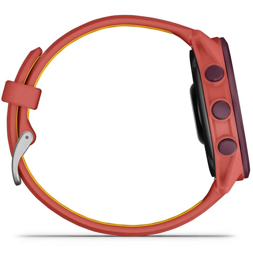 Alt View 3. Garmin - Forerunner 170 Music GPS Smartwatch 43 mm Fiber-Reinforced polymer + Charging Dock & Extra Cable Bundle - Red Pink with Red Pink/Mango Band.