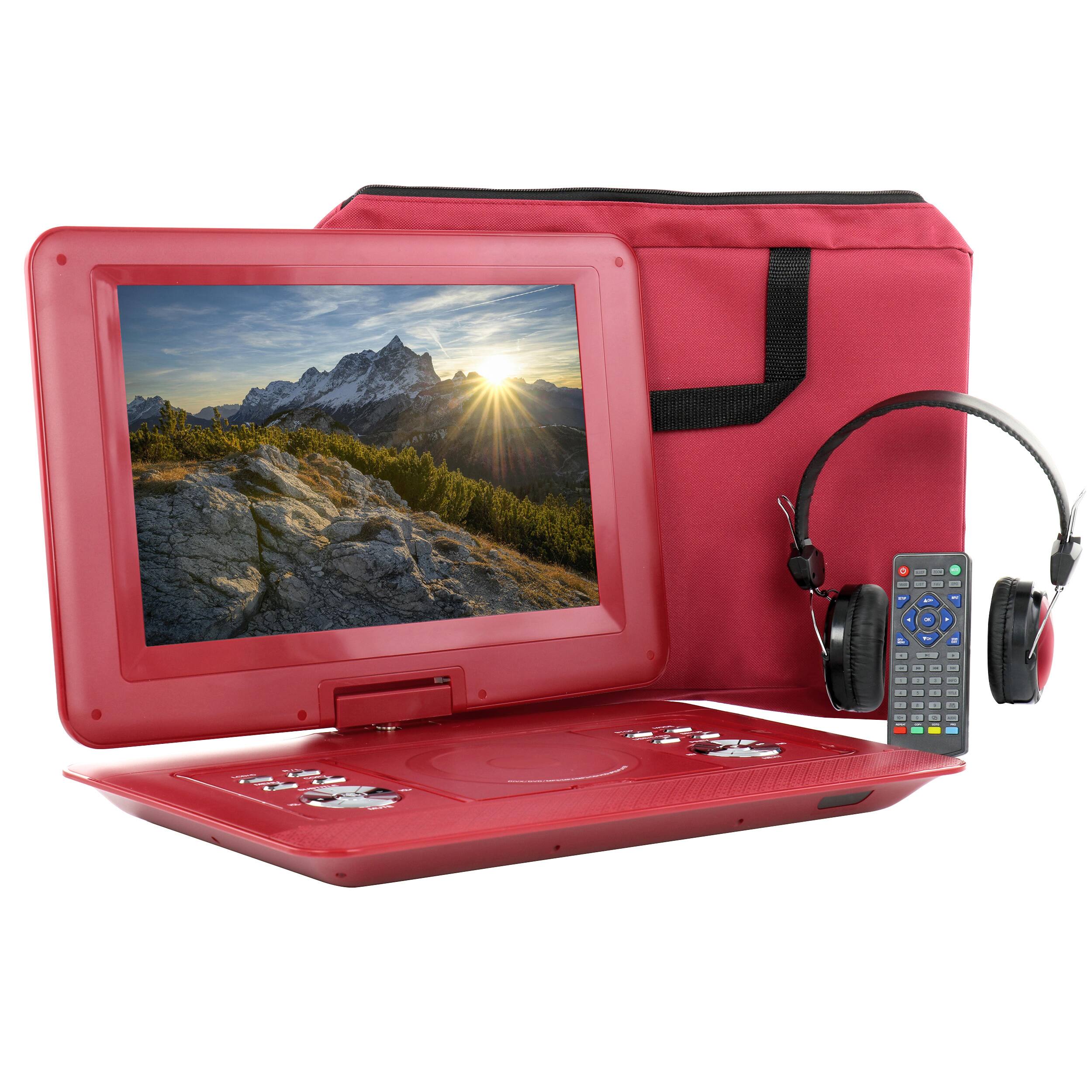 Front. beFree Sound - beFree Sound 14.1 Inch Portable DVD Player with Swivel TFT-LCD Screen and USB,SD,AV Inputs- Red - Red.