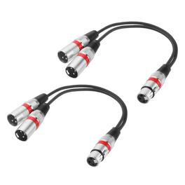 Unique Bargains - 2pcs 3-Pin XLR Splitter Cable, 1 Female to 2 Male Y Cable for Balanced Audio, Mixers, Microphones - Red Circle