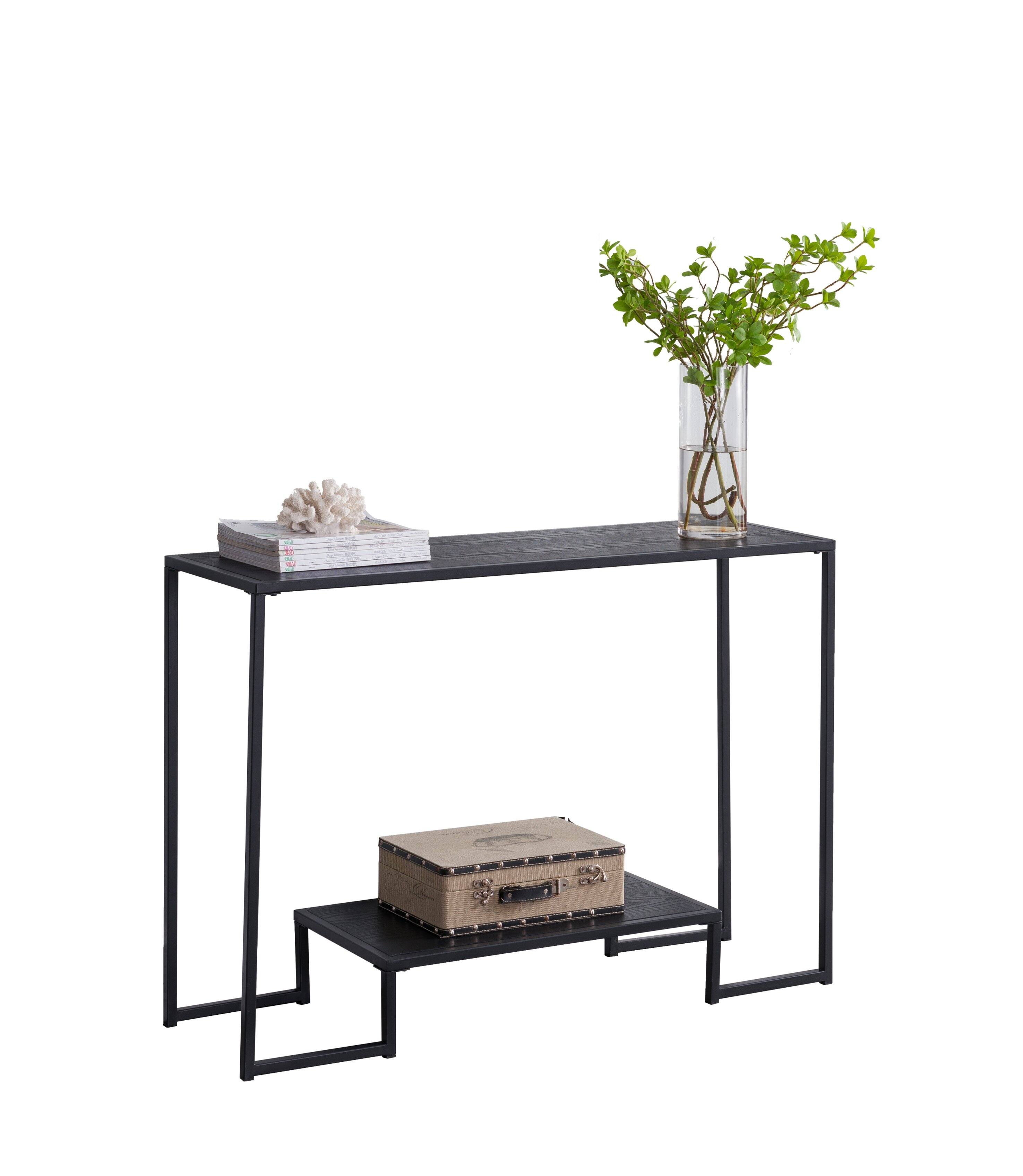 Angle. Kings Brand Furniture - Kings Brand Furniture – Vidal Modern Metal/Wood Console Sofa Table with Storage Shelf - Black.