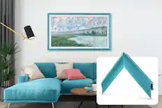 Front. Deco TV Frames - Alloy Prismatic Bezel for Samsung The Frame TV - 55" - Caribbean Turquoise.