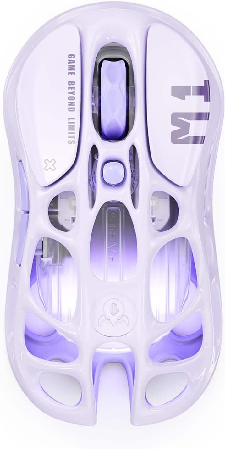 GravaStar - Mercury M1 Pro Wireless RGB Gaming Mouse with 26,000 DPI, PAW3395DM Sensor - Wired - Lavender Purple