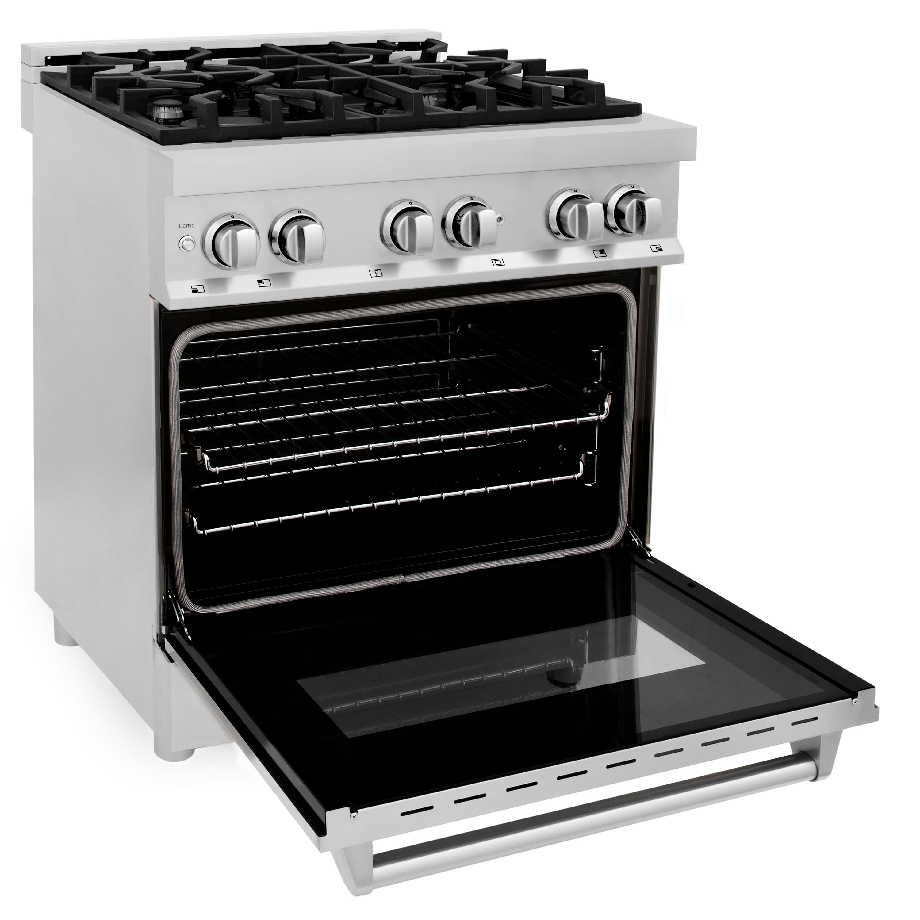 Alt View 2. ZLINE - 30" Legacy Dual Fuel Range w/ 4 Burner Gas Cooktop and Electric Convection Oven (RA30) - Stainless steel.