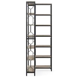 Kadyn - Bookshelf, Storage Shelf, Bookcase,7-Tier Corner Bookshelf, Industrial Corner Etagere Bookcase - Gray