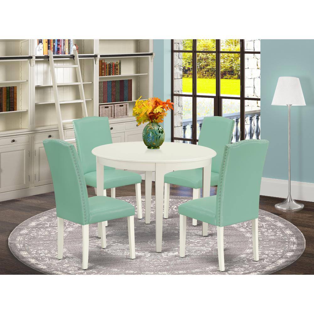 Left. East West Furniture - Dining Room Set Linen White - Brown.