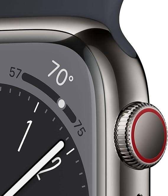 Left. Apple - Watch Series 8 Stainless Steel 45mm (GPS + Cellular) - Graphite.