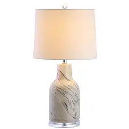 Jonathan Y - Webb 23" Ceramic LED Table Lamp, /White - Gray