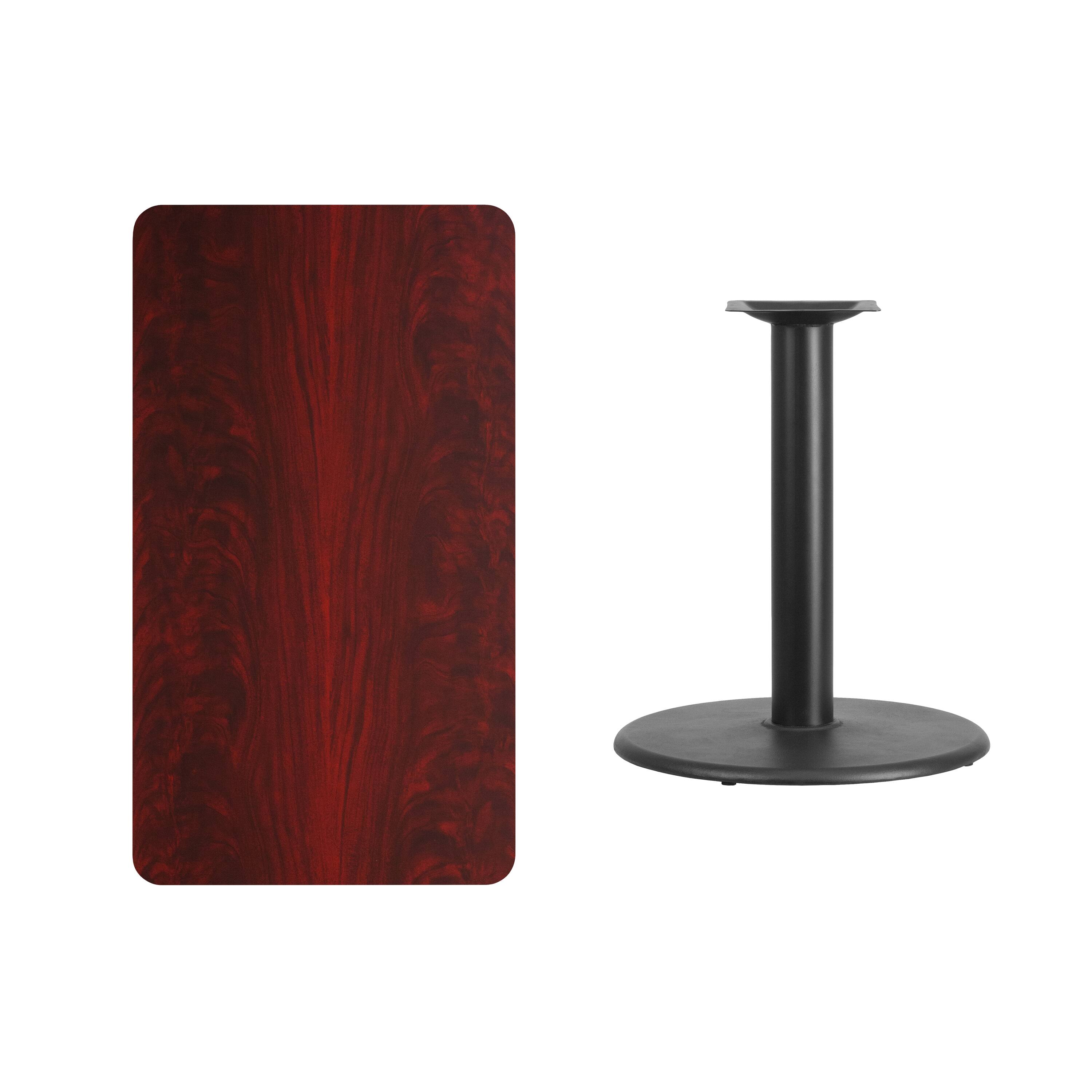 Alt View 2. Emma + Oliver - 24"x42" Rectangular Laminate Table with 24" Round Table Base - Mahogany.
