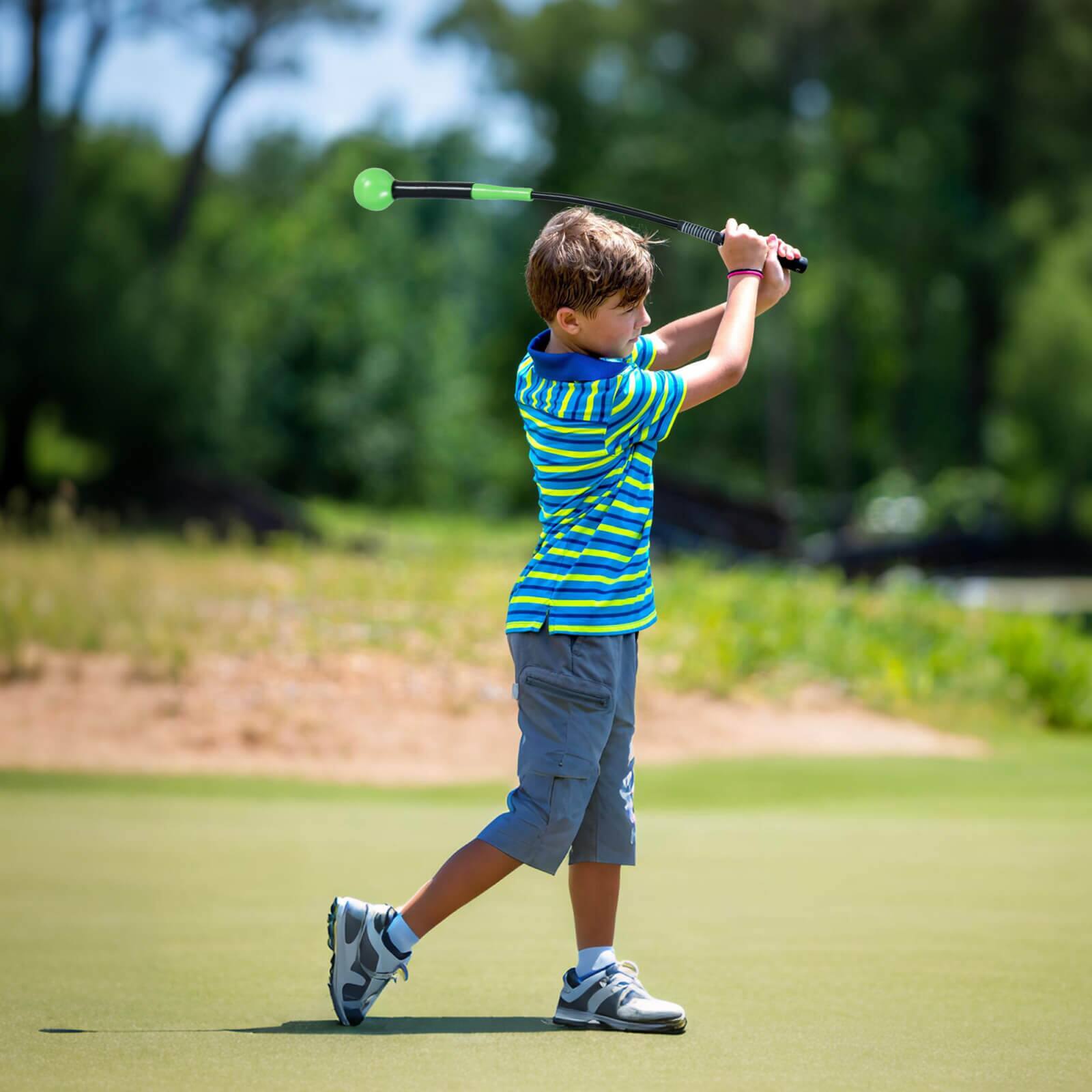 Alt View 3. Costway - Costway 31.5" Golf Swing Trainer Aid with Weighted Head for Grip Rhythm Flexibility Balance - Green.