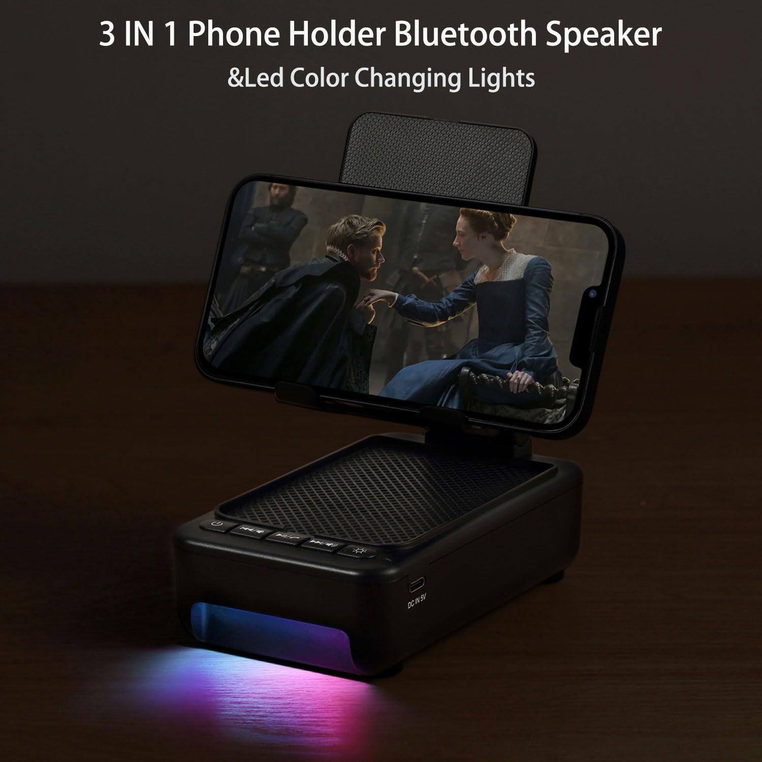 3 IN 1 Phone Holder Bluetooth Speaker & Led Color Changing Lights