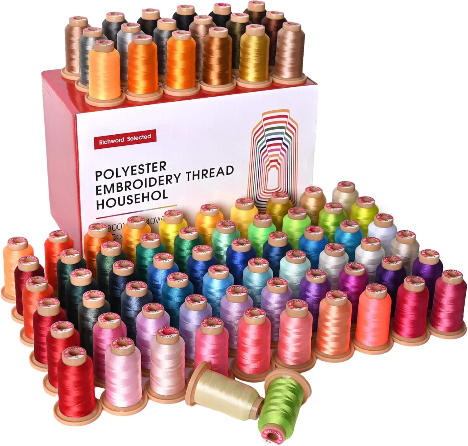 Poolin - Richword Selected 800M 80 Colors Embroidery Thread,40WT(108D/2) Polyester Embroidery Machine and Sewing Machines
