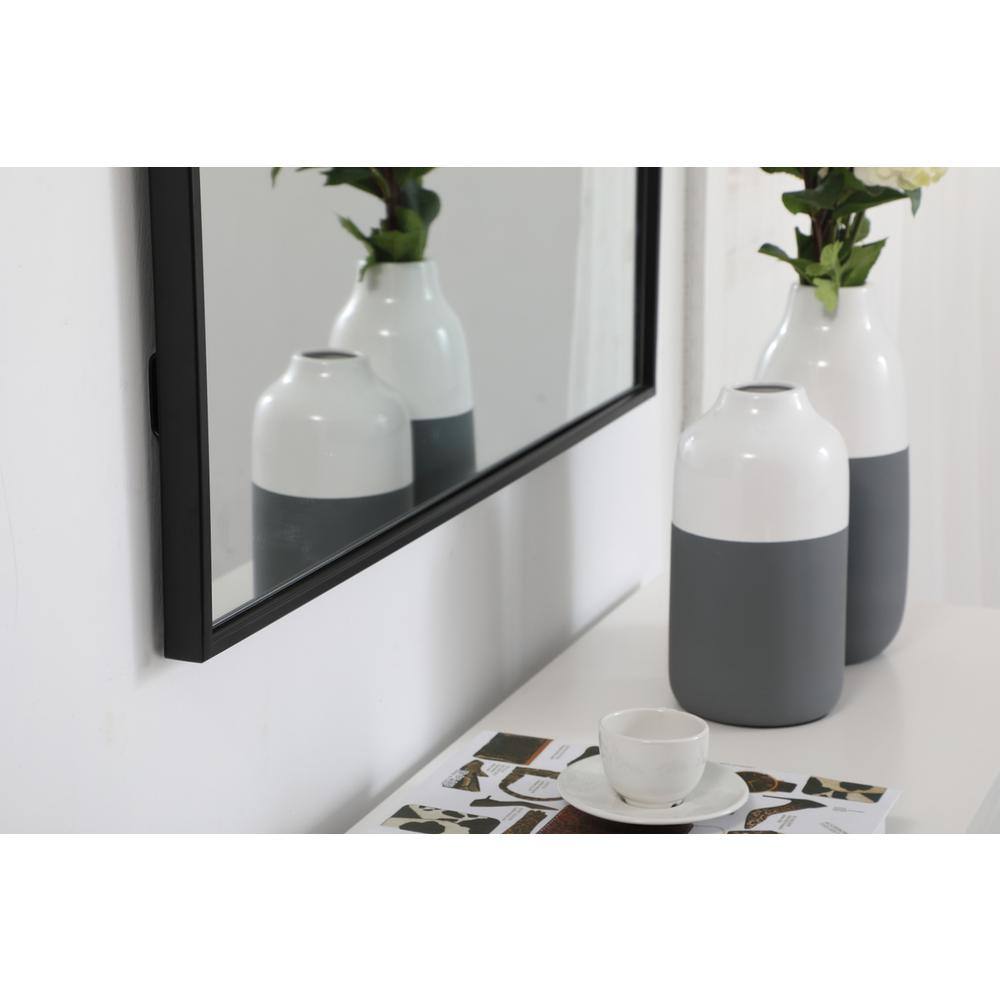 Left. Elegant Decor - Metal frame rectangle mirror 30 inch in Black - Black.