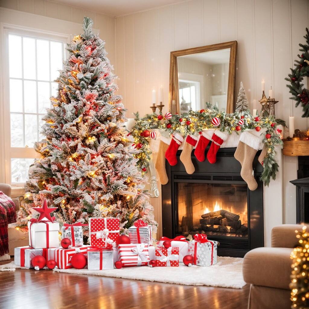 Front. Kadyn - Home Party Christmas Tree Decorations,4.5/6/7 Feet Artificial Xmas Tree with Pine Needles and LED Lights-6 ft - Green.