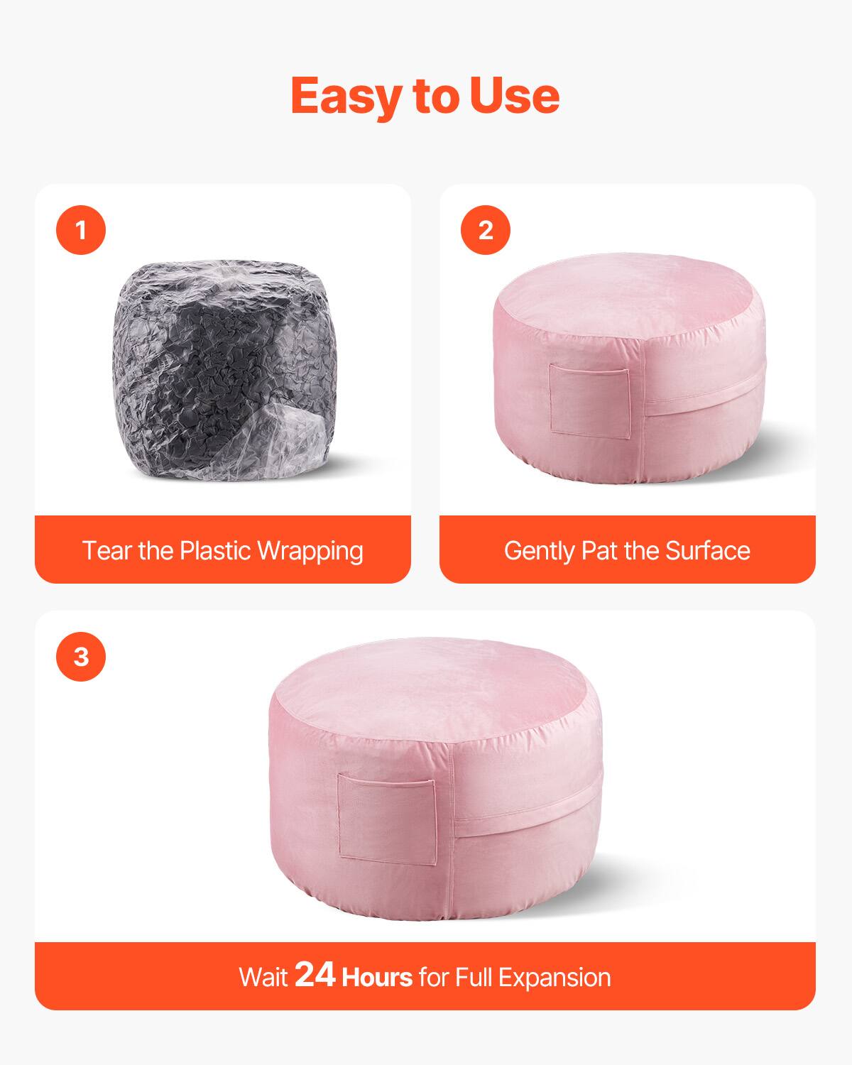 Easy to Use

1. Tear the Plastic Wrapping

2. Gently Pat the Surface

3. Wait 24 Hours for Full Expansion