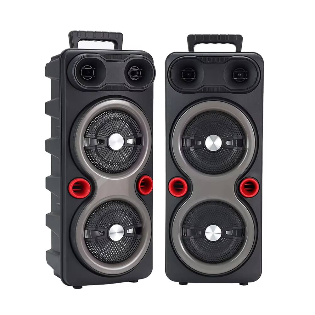 Alt View 1. Luckbyte - Portable Outdoor Party Speaker with Dual Subwoofers LED Lights Mic FM Radio for Karaoke.