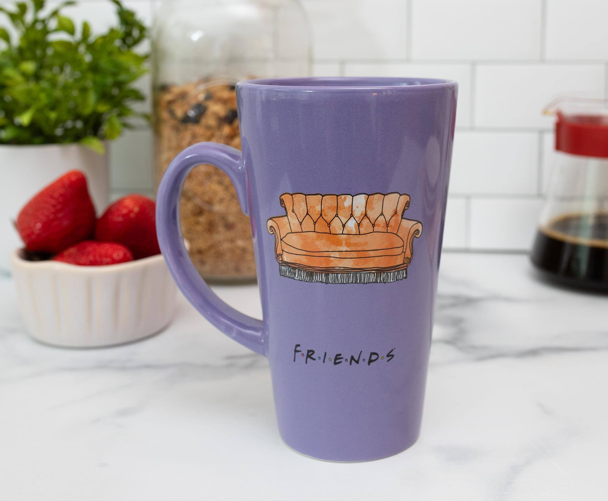 Alt View 2. Silver Buffalo - Friends "Pivot" Ceramic Latte Mug | Holds 16 Ounces - Purple.