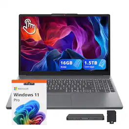 Lenovo - IdeaPad Slim 3 15.3" WUXGA Touchscreen Laptop,AMD Ryzen 7 170,16GB DDR5,512GB SSD+1TB Dock,Win 11 Pro - Luna Grey
