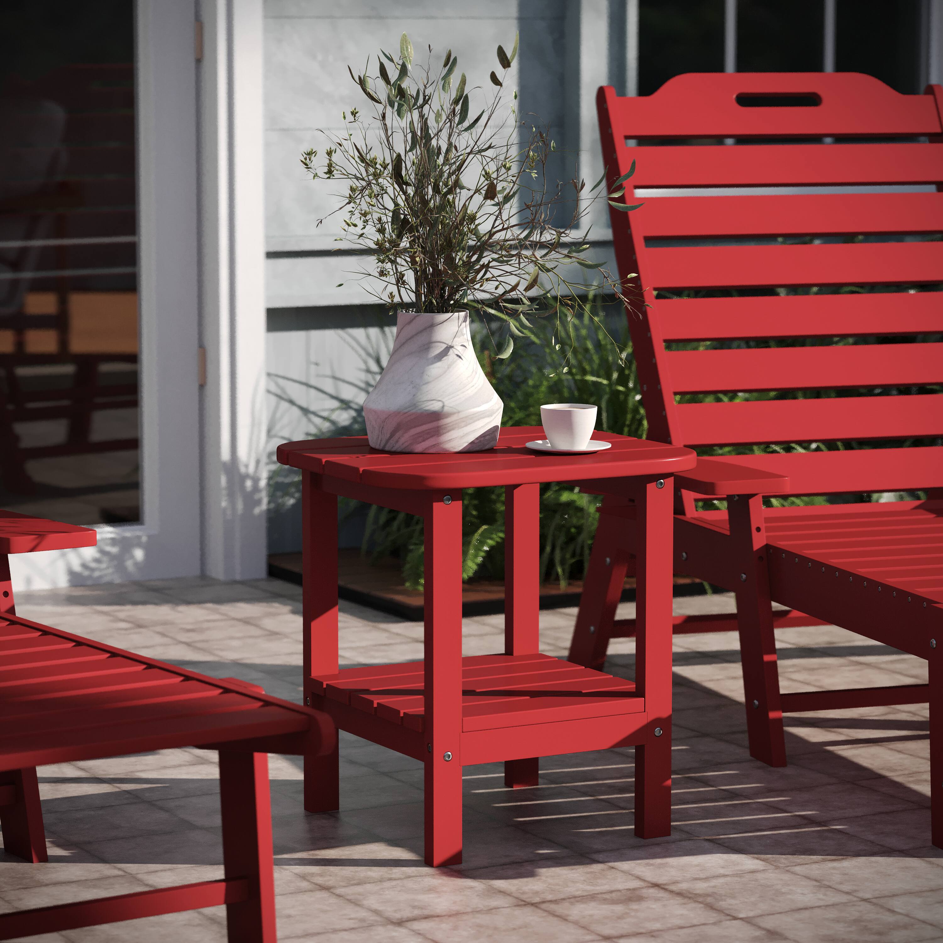 Alt View 1. Emma + Oliver - Tiverton Two Tier Polyresin Adirondack Side Table - All-Weather for Indoor/Outdoor Use - Red.