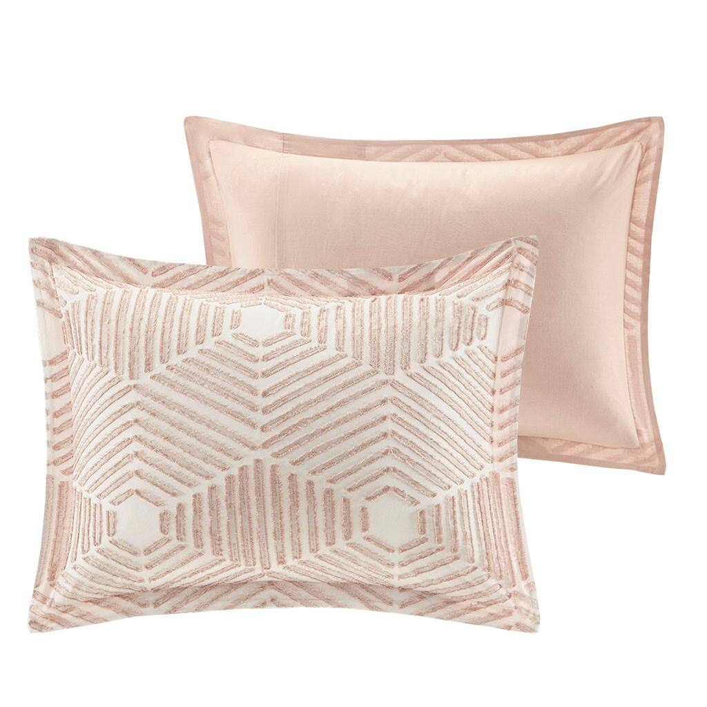 Alt View 4. Gracie Mills - Gracie Mills Anibal Shabby Chic Cotton Jacquard Duvet Cover Set - Blush.