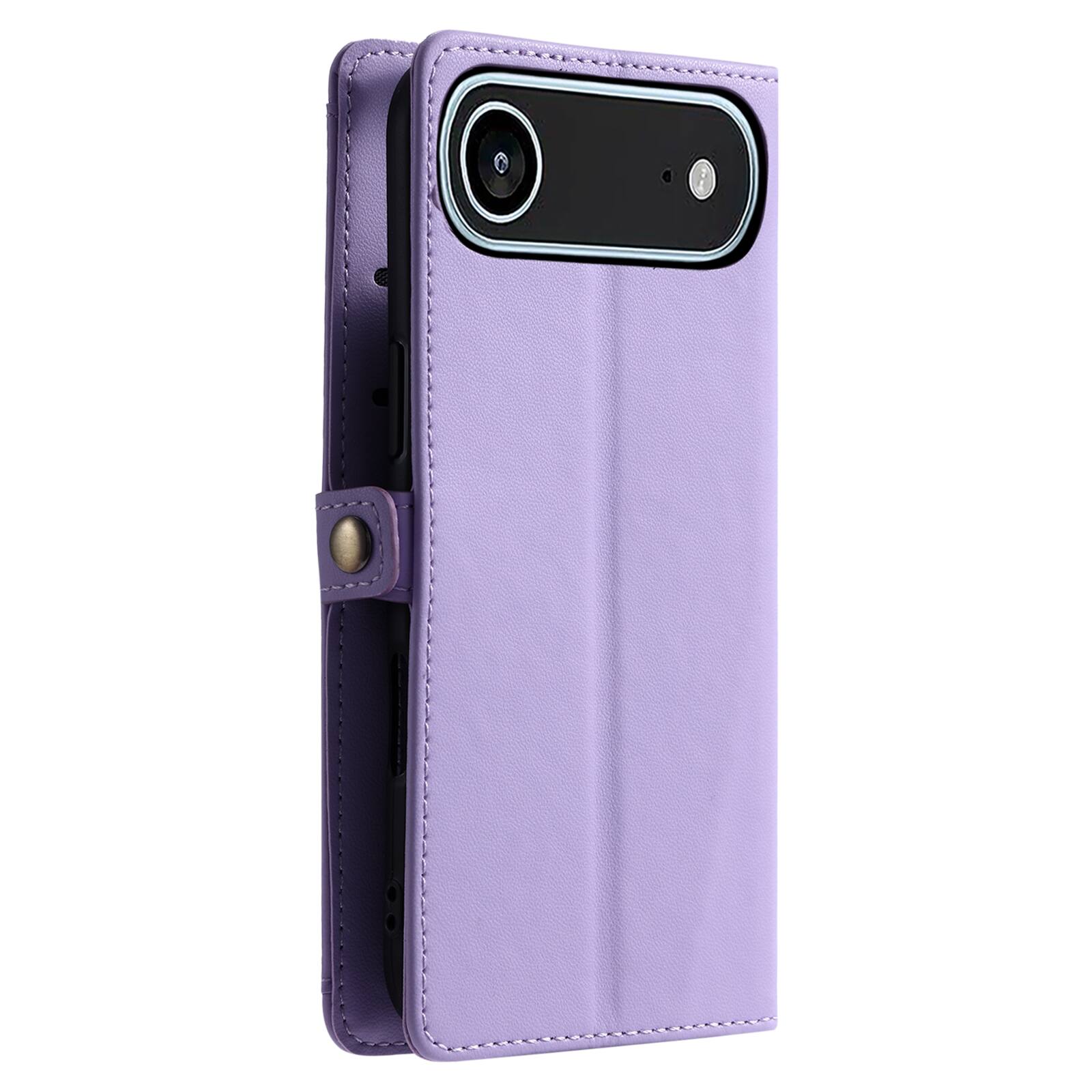 Alt View 5. Dteck - Foilo Wallet Case for Apple iPhone Air,Shockproof Card Holder PU Leather Magnetic Snap Phone Cover with Lanyard - Purple.