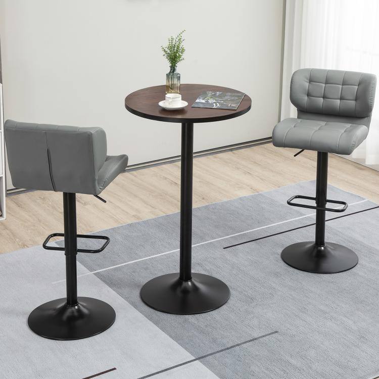 Alt View 9. PULUZ - 41 inch H Bar Height Round Bar Table, Rustic Industrial Pub Table, Elm Wood Top Bistro Table with Metal Base - Black, Brown.