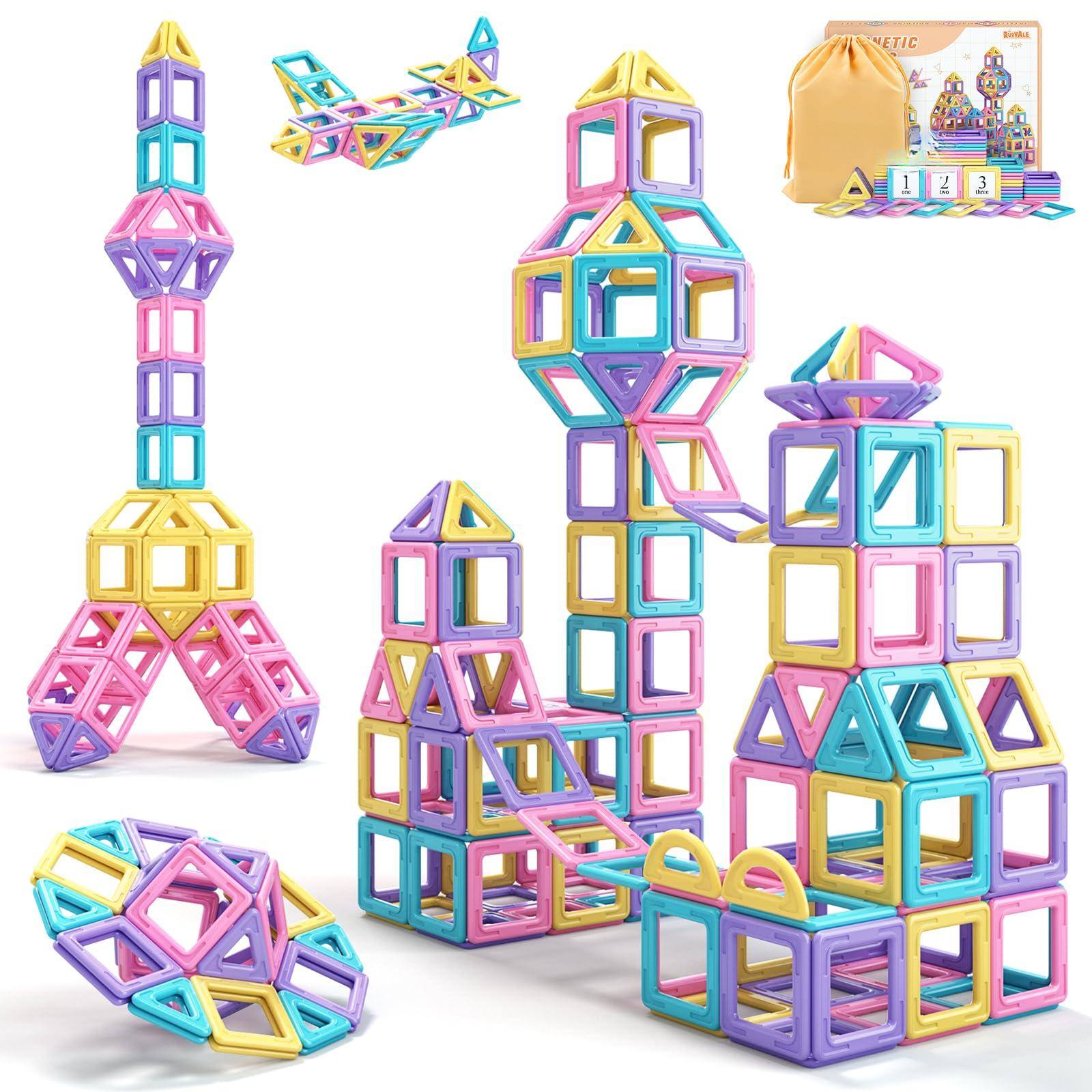 Leash Valley - Toys Magnetic Tiles Ideas - Building Blocks Stem Montessori Old Choice of Toddler Girl Toys Our magnetic blocks toys - 44pcs